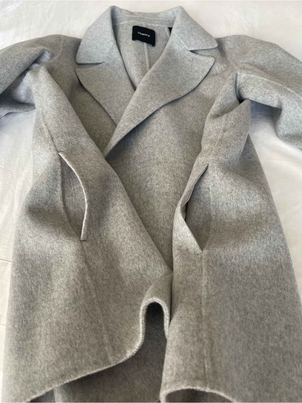 Theory Clairene Open Front Wool Cashmere Blend Jacket Blazer Grey - Picture 6 of 12